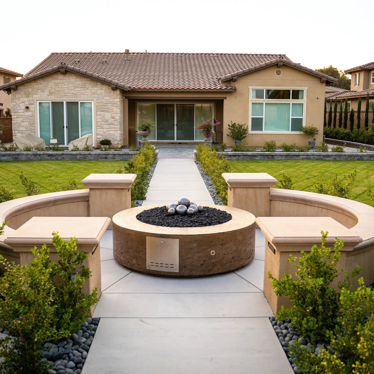 The Outdoor Plus Florence Fire Pit - 12″ Tall GFRC Concrete
