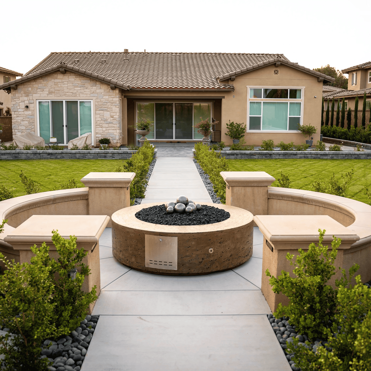 The Outdoor Plus Florence Fire Pit - 20″ Tall GFRC Concrete