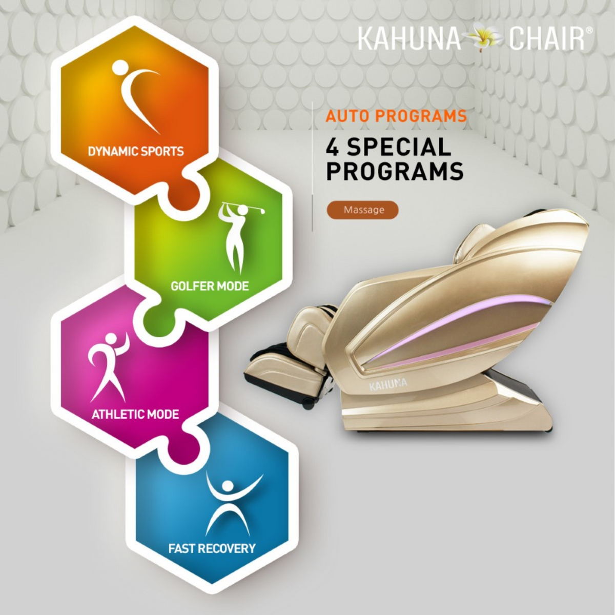 Kahuna Chair Exquisite Rhythmic HSL-Track Kahuna Massage Chair, HM-Kappa Gold with a handheld remote controller KCMHMKappaGold