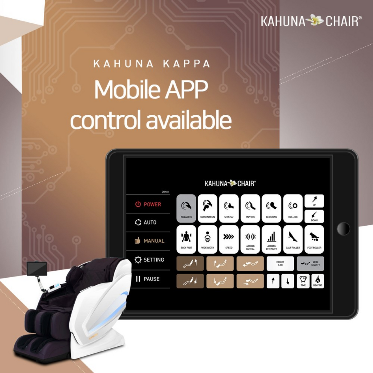 Kahuna Chair Exquisite Rhythmic HSL-Track Kahuna Massage Chair, HM-Kappa Gold with a handheld remote controller KCMHMKappaGold