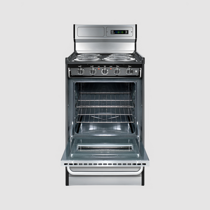 Summit 20" Wide Electric Coil Top Range with 8 Inches Backguard w/ Clock WEM130KW