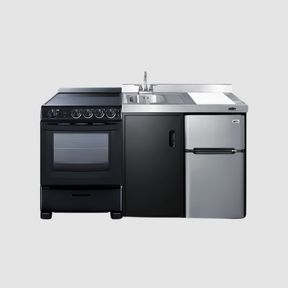 Summit 63" Wide All-in-One Kitchenette with Electric Range ACK63ELSTB
