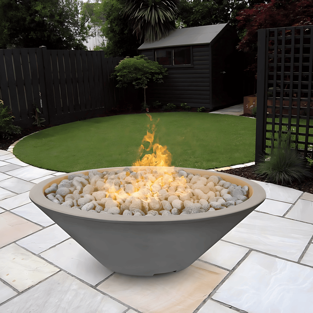 The Outdoor Plus Cazo Fire Pit - Narrow Ledge - GFRC Concrete