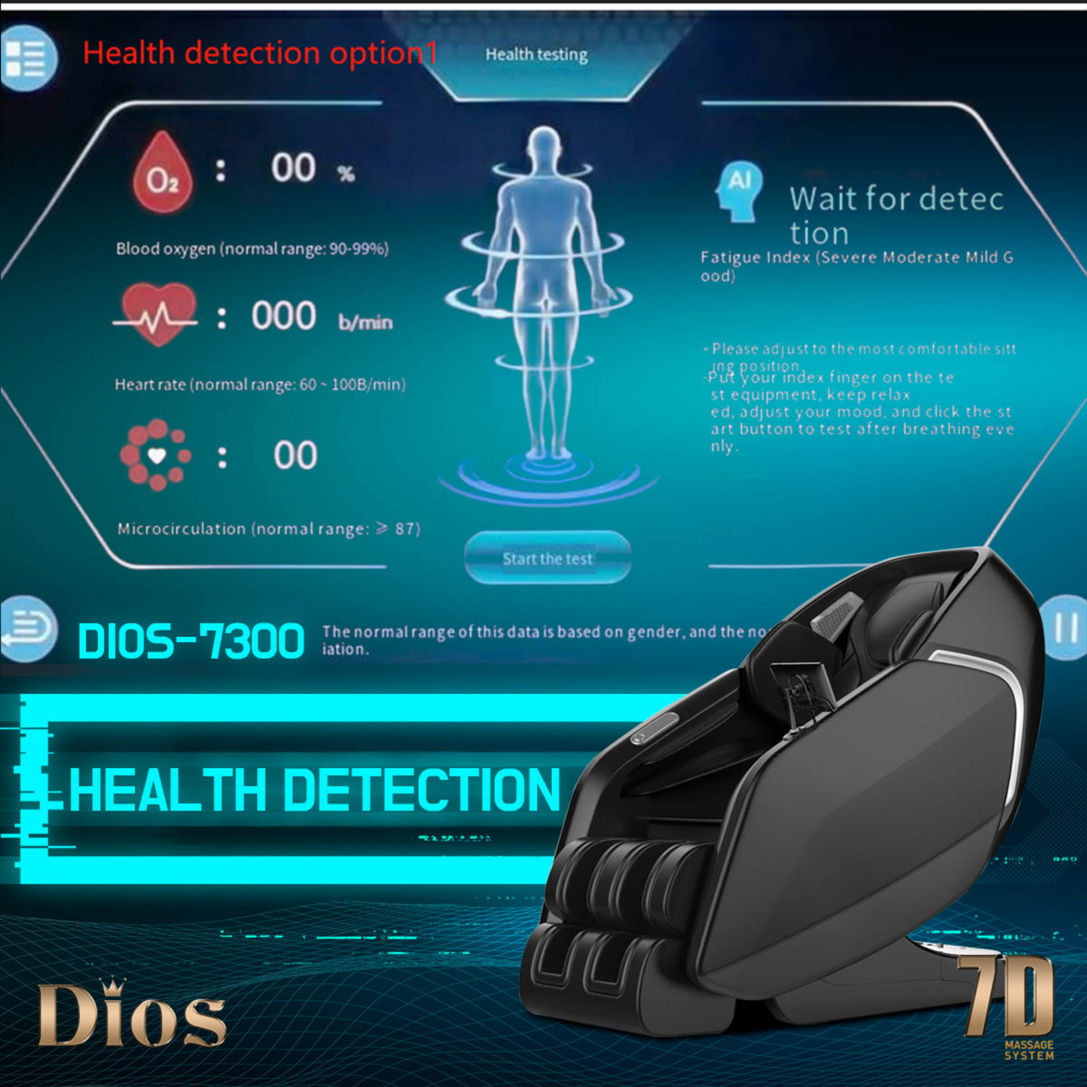 Kahuna Chair Dios Massage Chair 7D Dual Core Air Roller SL-track with 3D Calf Kneading Dios-7300