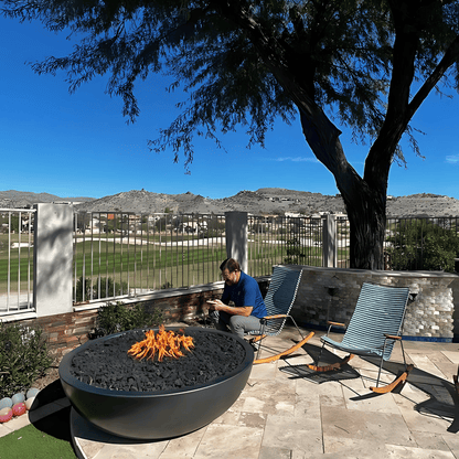 The Outdoor Plus Sedona Fire Pit - Narrow Ledge - 15” Tall GFRC Concrete