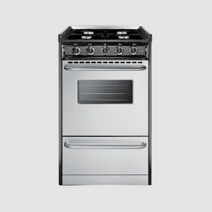 Summit 20" Wide Gas Range, Open Burners TNM1107BRW