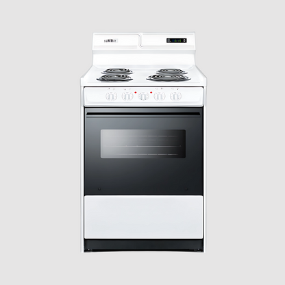 Summit 20" Wide Electric Coil Top Range with 8 Inches Backguard w/ Clock WEM130KW