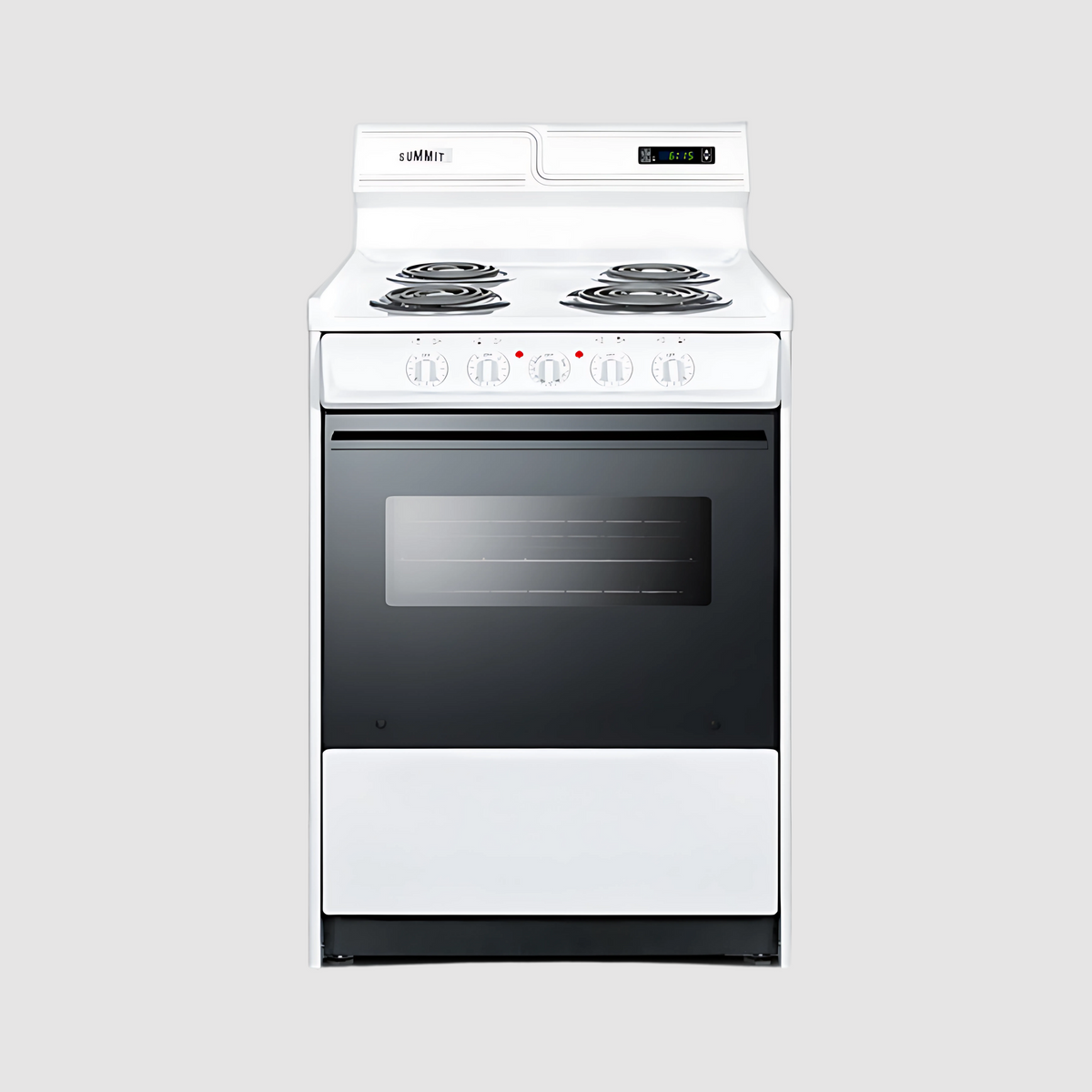 Summit 20" Wide Electric Coil Top Range with 8 Inches Backguard w/ Clock WEM130KW