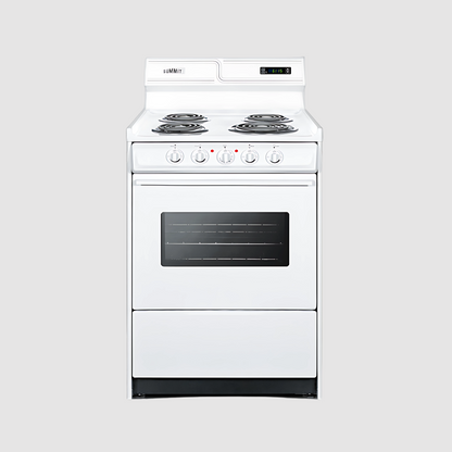 Summit 20" Wide Electric Coil Top Range with 8 Inches Backguard w/ Clock WEM130KW